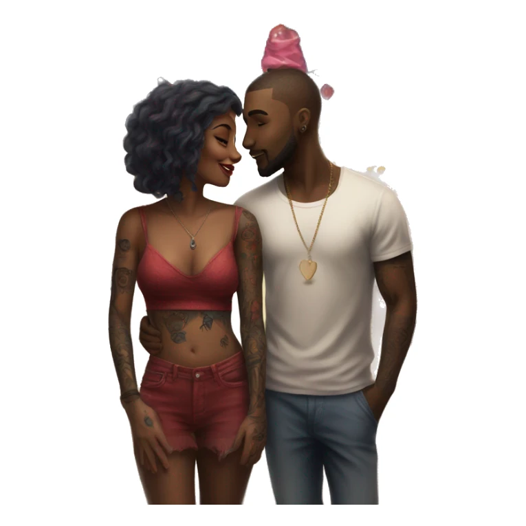 Romantic carnival date for beautiful tattooed couple sticker