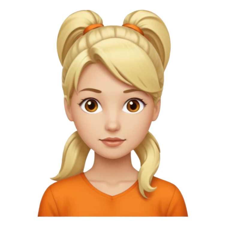 Blond woman with pony tail ane orange blouse sticker