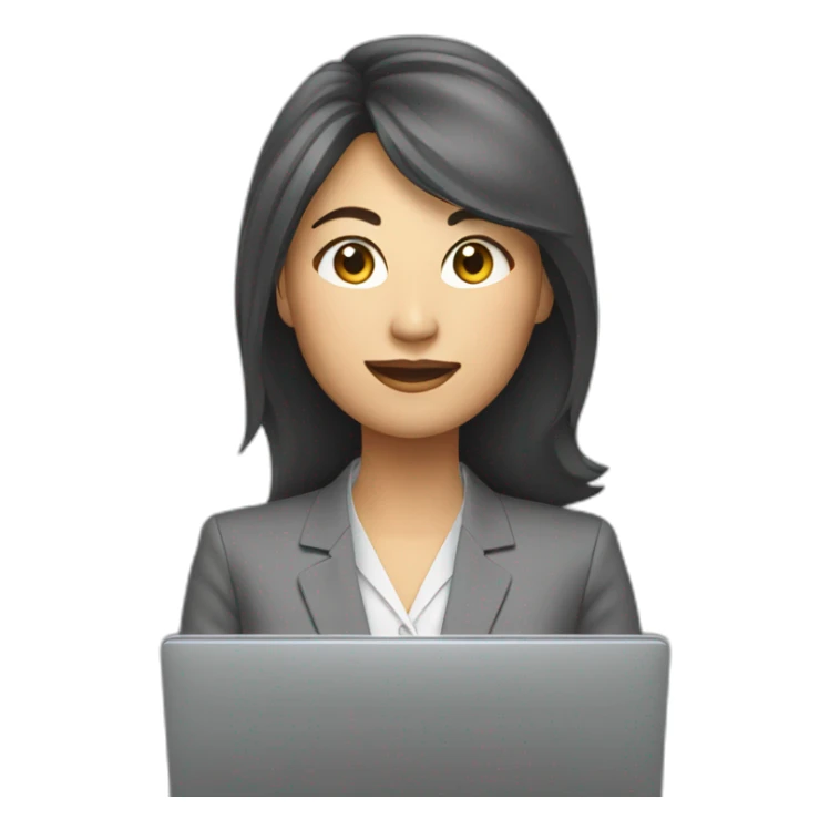 asian business woman behind gray laptop sticker