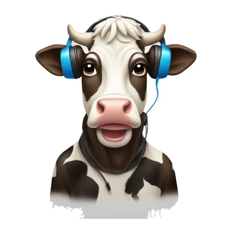 Cow listening to music  sticker