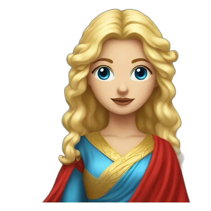 blonde-blue-eye-goddess-in-red-goddess-robe sticker