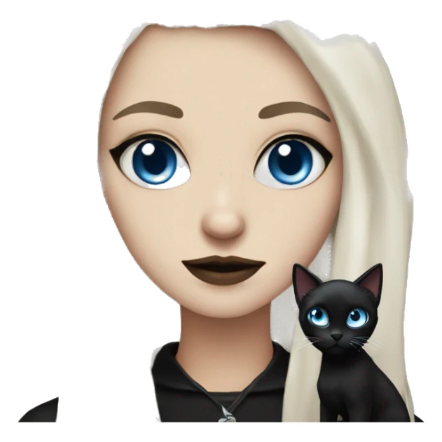 goth girl with blue eyes and black cat sticker