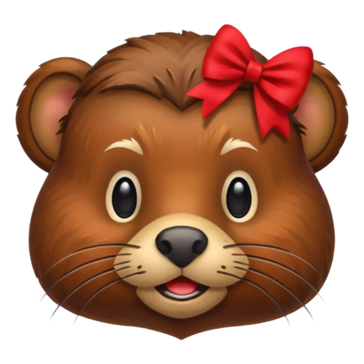 add a bow on the head of one beaver  sticker