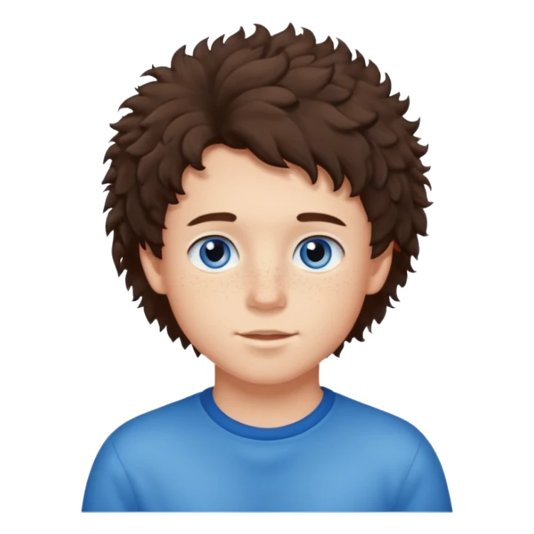 cute brunnete boy with fluffy hair light skin and freckles sticker