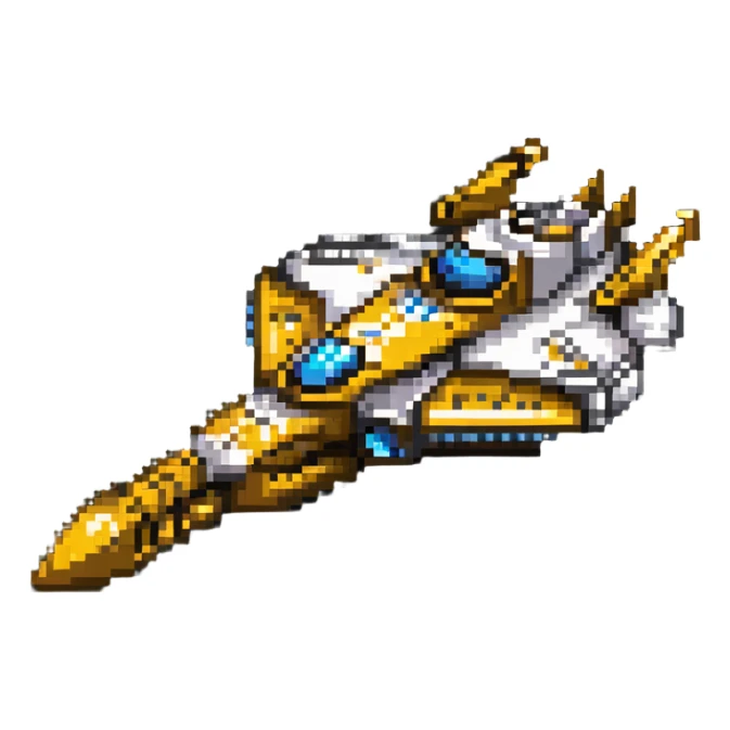 Space warship from Golden Son with gold details sticker