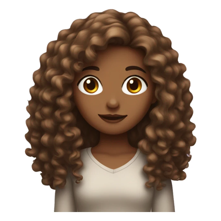 long browm curly hair girl sticker