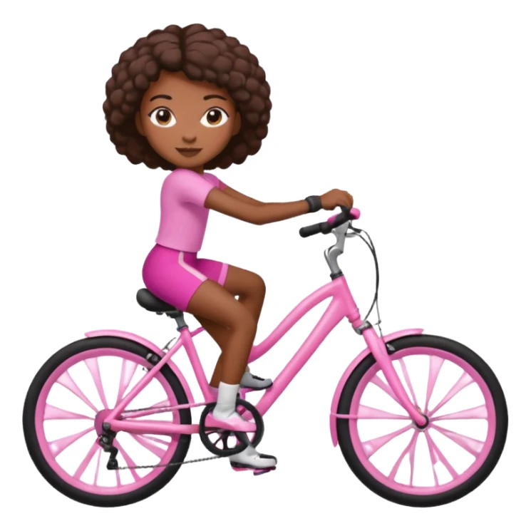 Black girl riding a pink bike for cycling class sticker
