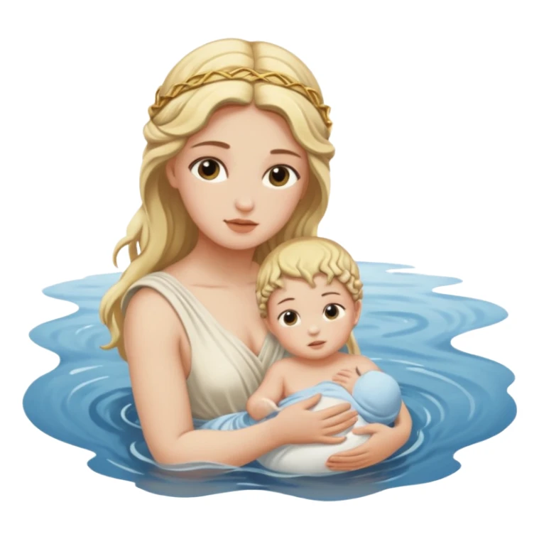 greek goddess dipping baby in river sticker