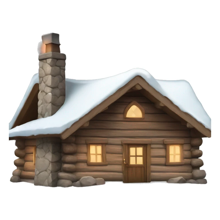 Snowy log cabin with a stone chimney, decorated for Christmas  sticker