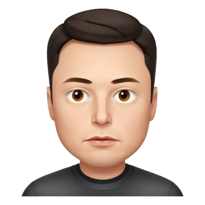 realistic make me elon musk serious face dark hair no shoulders just head  sticker