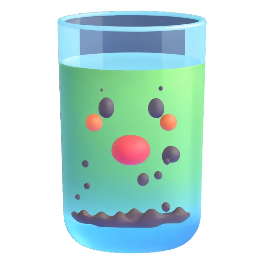 glass filled with dirty murky water sticker