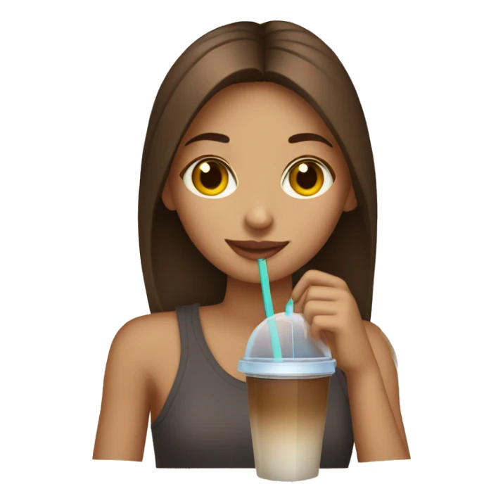 Brown hair girl drinking ice coffee sticker