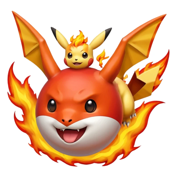 genera un emoji que contenga todos los elemntos de pokemon sticker