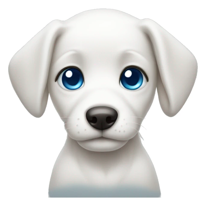 White puppy with long ears and blue eyes sticker