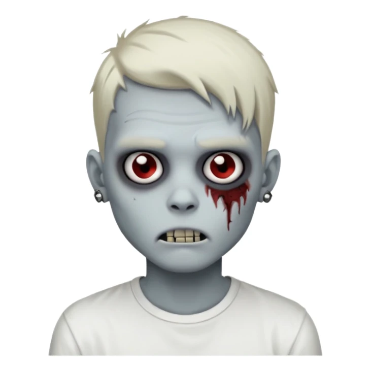 zombie boy with emo hair piercings and white shirt sticker