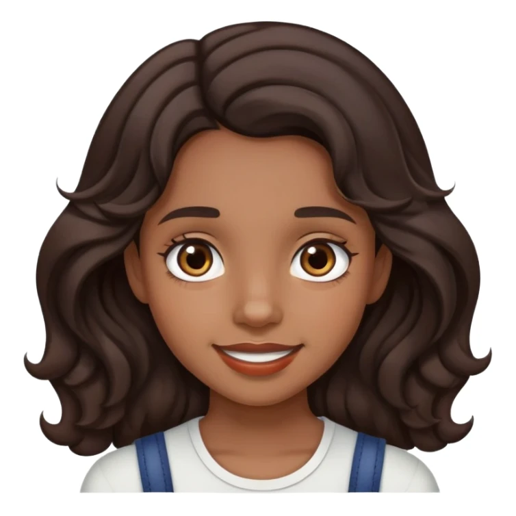 chica de pelo ondulado y café obscuro, ojos café obscuro y brackets sticker