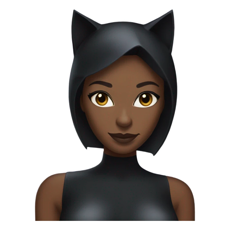 Catwoman black woman with black eyes and black cat ears sticker