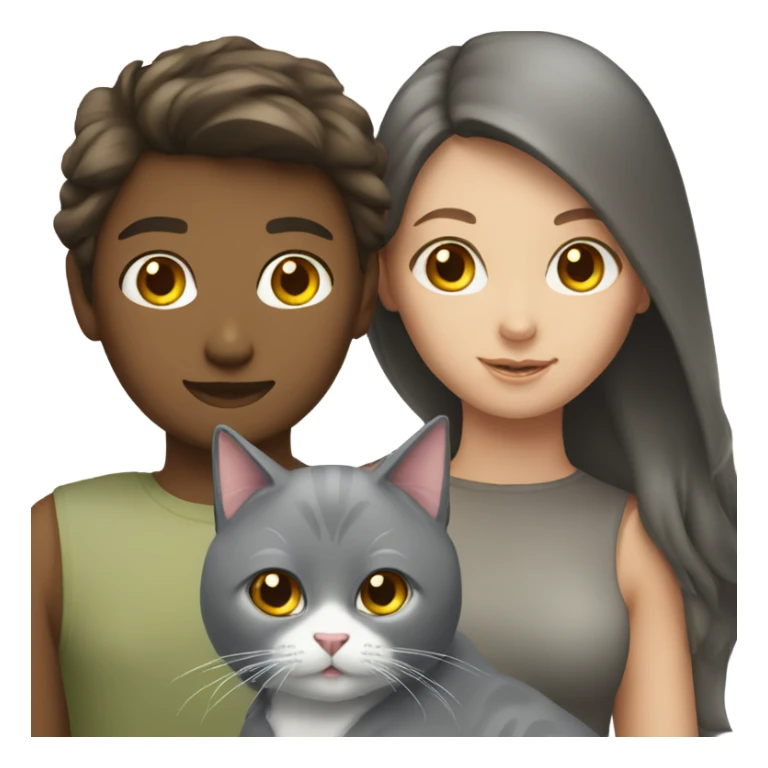 Brunette girl and grey cat sticker