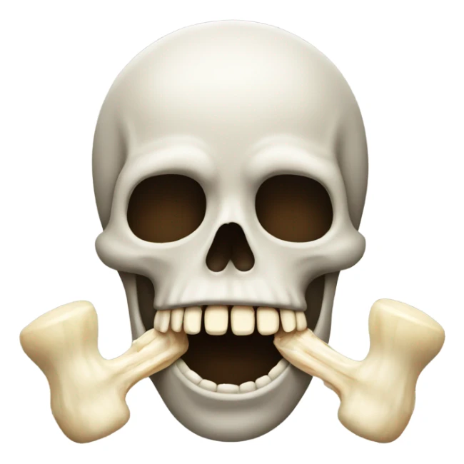 Emoji with bone in it’s mouth sticker
