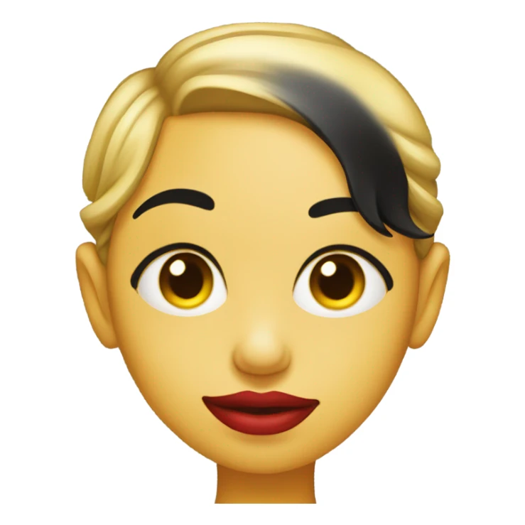 side profile with yellow skin with red lips and a black ponytail with black hyperpigmentation on her cheek sticker