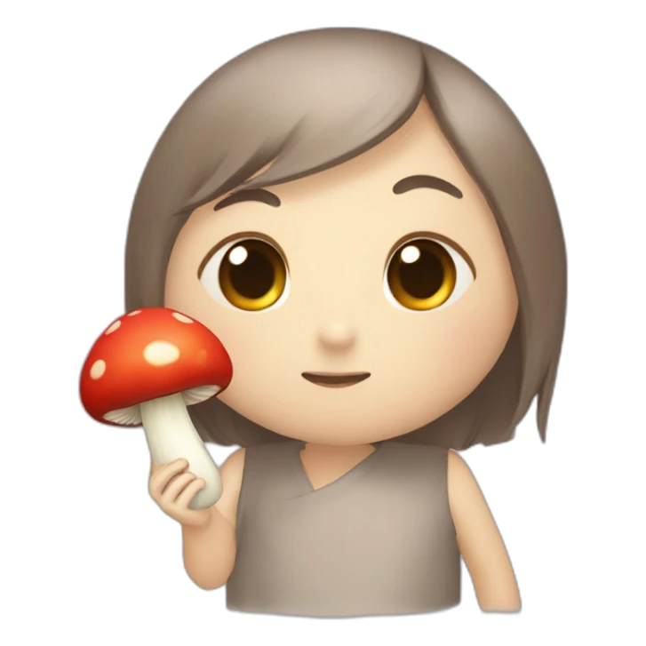 Kanao qui fait un calin a un Champignon sticker