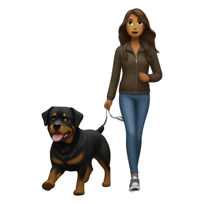 A woman with long brown hair takes a Rottweiler for a walk  sticker