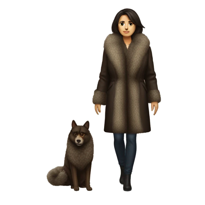 Realistic brunette mob wife full body fur coat sticker