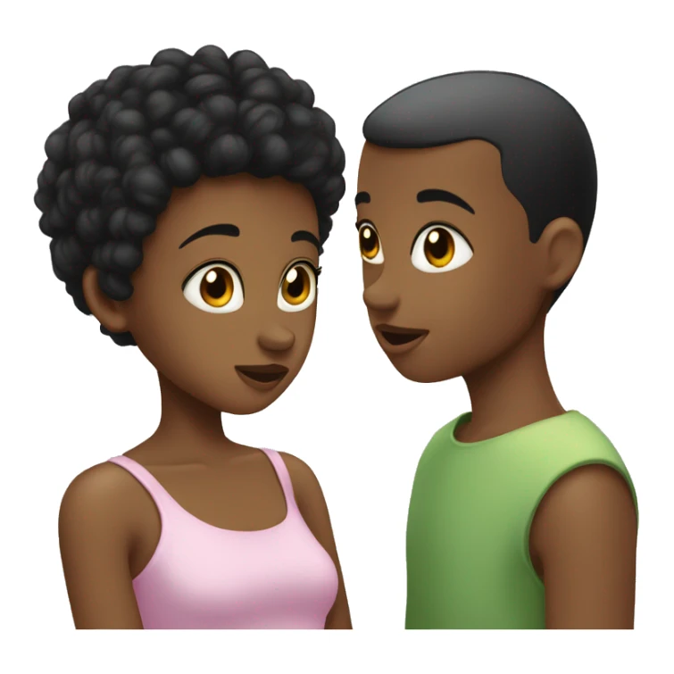 black hair girl kiss buzz cut boy sticker