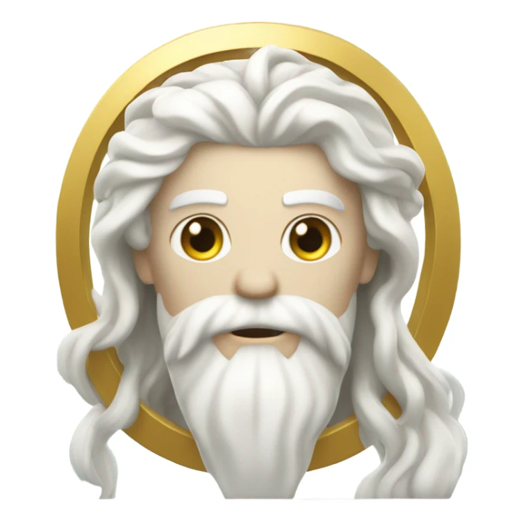 white Poseidon with gold Trident. long white hair white dress. wink eye sticker