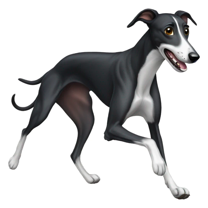 A black greyhound dog running  sticker
