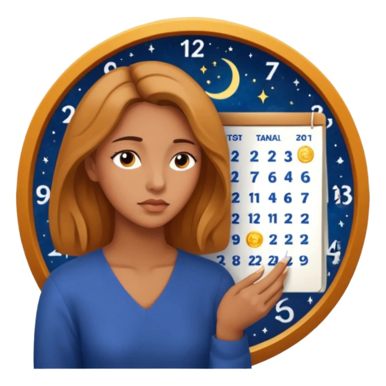 A woman looking at their astrological calendar sticker