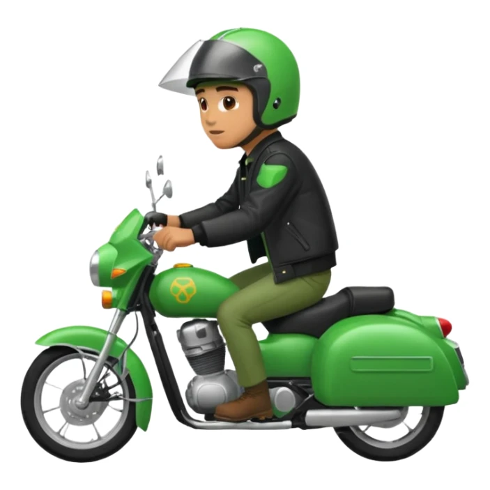 a man riding his green delivery motorcicle sticker