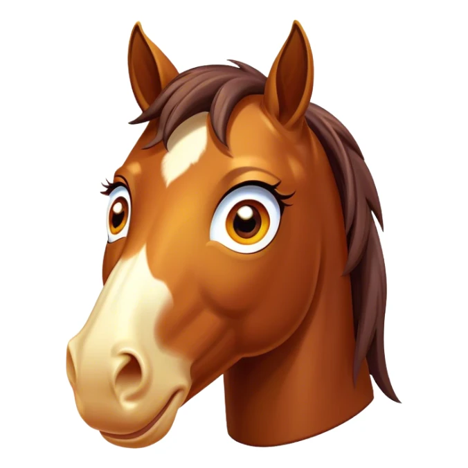 Cinematic Comical Bay Horse Portrait Emoji, Head tilted dramatically with an exaggeratedly amused expression, featuring a striking bay fur with a glossy finish and bold accents, wide, expressive amber eyes filled with playful disbelief, Simplified yet hilariously expressive features, highly detailed, glowing with a slightly sassy glow, high shine, dramatic yet playful, stylized with an air of cheeky mischief, bright and endearing, soft glowing outline, capturing the essence of a spirited and over-the-top horse, so meme-worthy it feels like it could side-eye its way into internet fame instantly! sticker