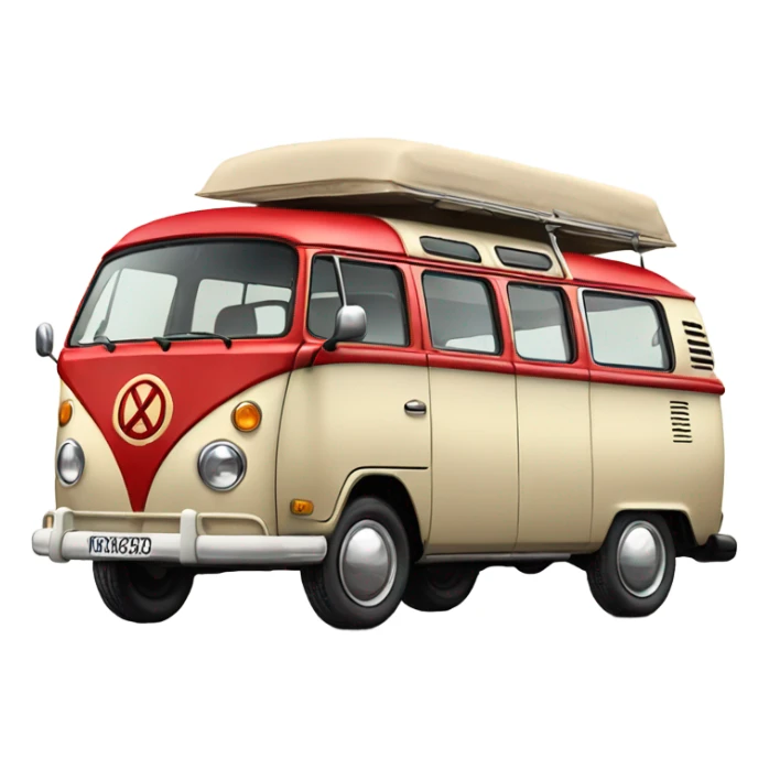 An old combi Volwagen red and beige  sticker