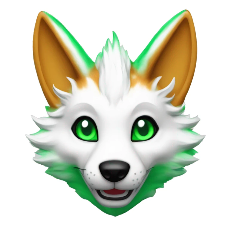 Kitsune white emerald fursuit named emerald brush sticker