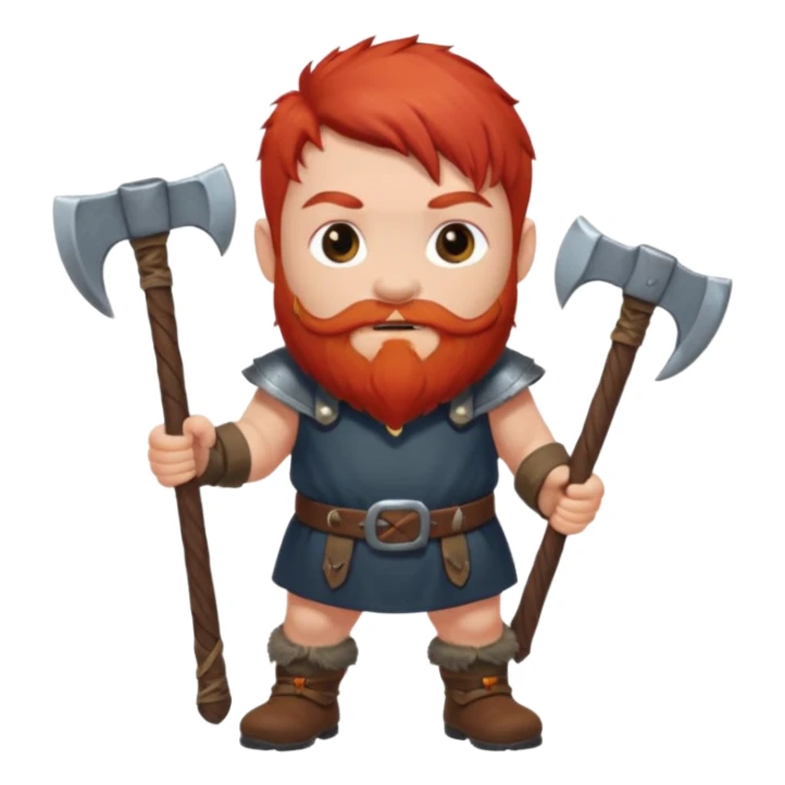 Ein zwerg mit roten Haaren und axt sticker