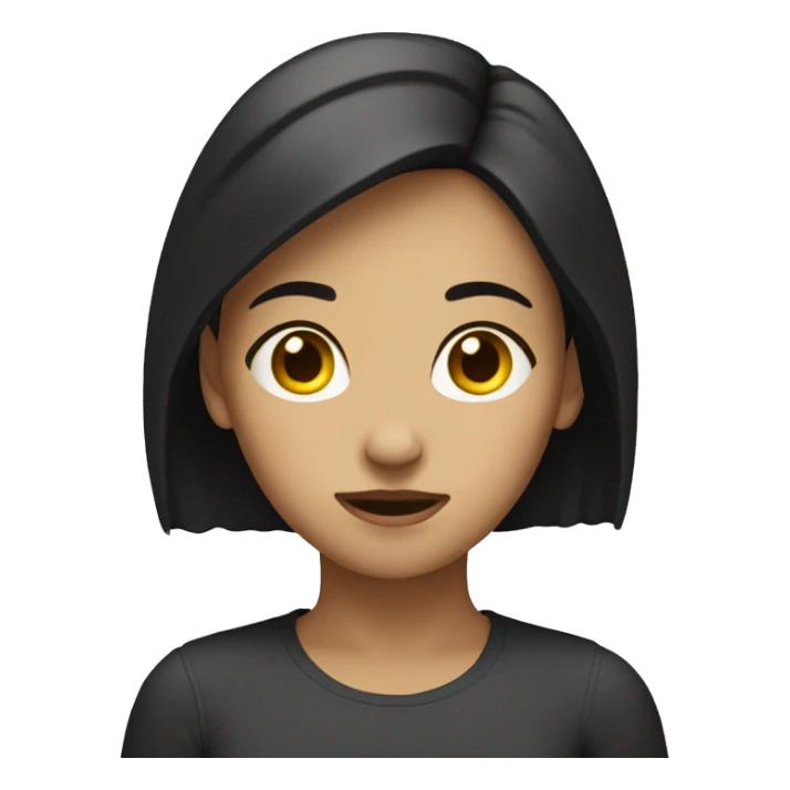 The thinking girl emoji with dark hair saying be safe sticker