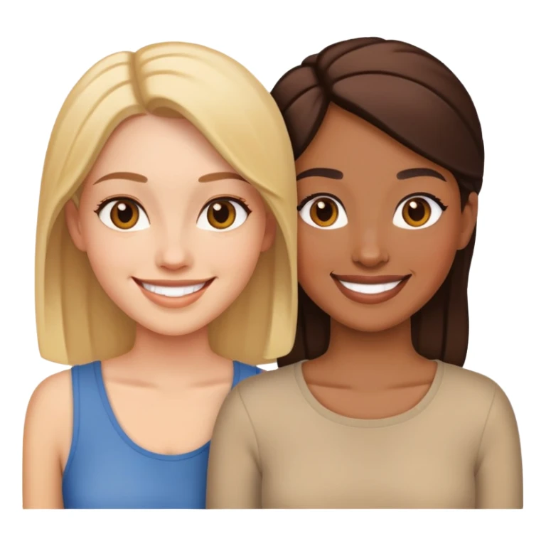 two women standing next to each other, smiling, friends sticker