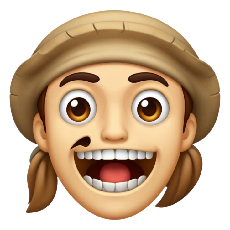 emoji that’s like scared like shiver me timbers and it’s like clenching its teeth but it’s being sarcastic. It’s not actually scared but it’s just pretending because the person that I’m texting looks silly. ￼ sticker