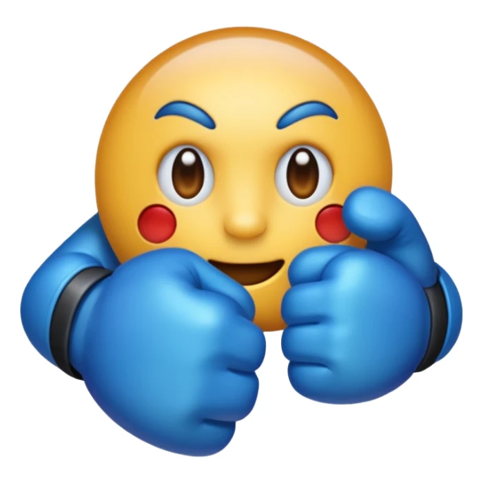 Give me a punching emoji with a blue gradient and transparency. sticker