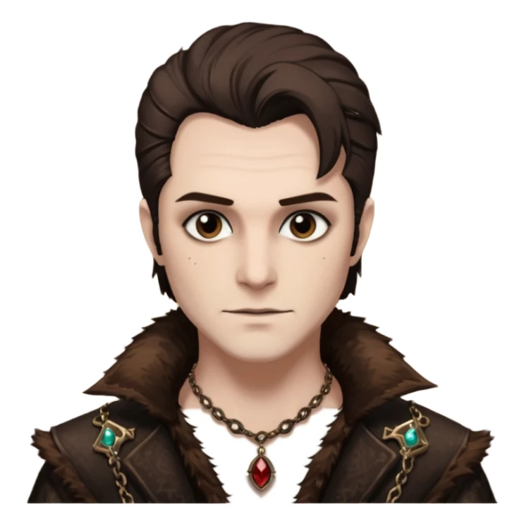 Velkan Valerious from Van Helsing with brown fur, dark brown sequin outfit sticker