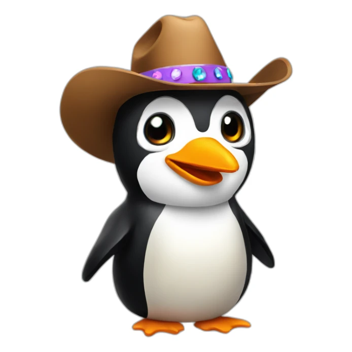 party penguin with cowboy hat sticker