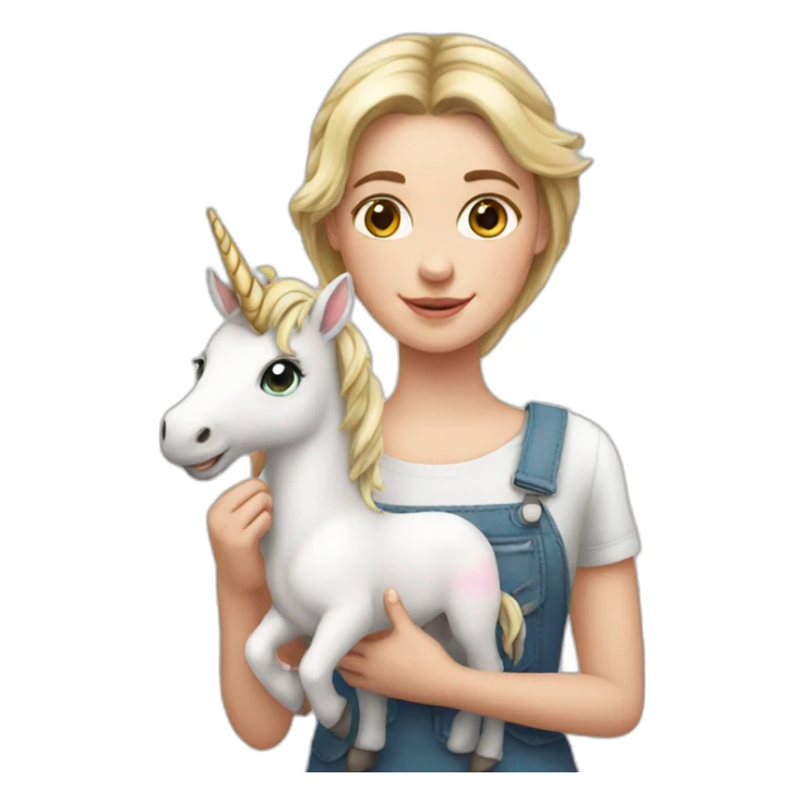 White Girl holding a unicorn sticker