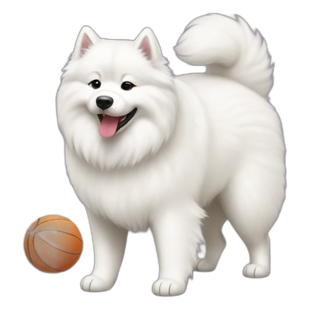 full body of samoyed play with ball sticker