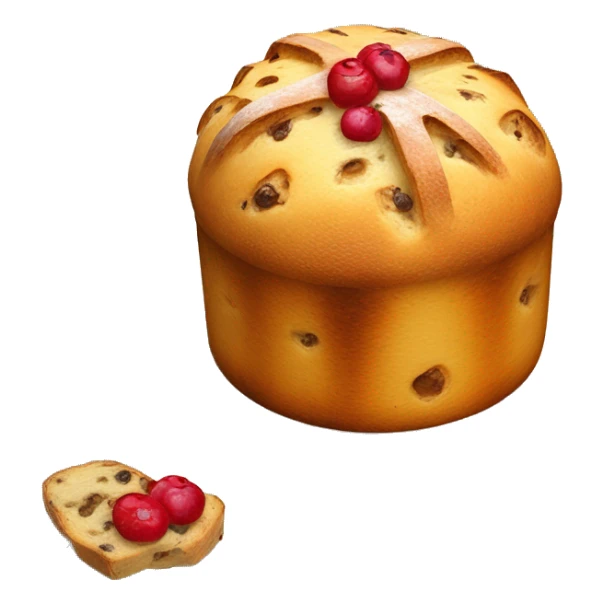 un panettone, tradicionalmente decorado con frutas confitadas y pasas. sticker