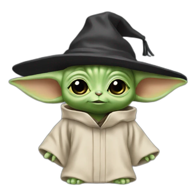 cuty alien similar to baby yoda with a mortarboard sticker
