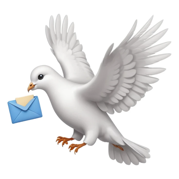 a dove flies with a letter in its paws sticker