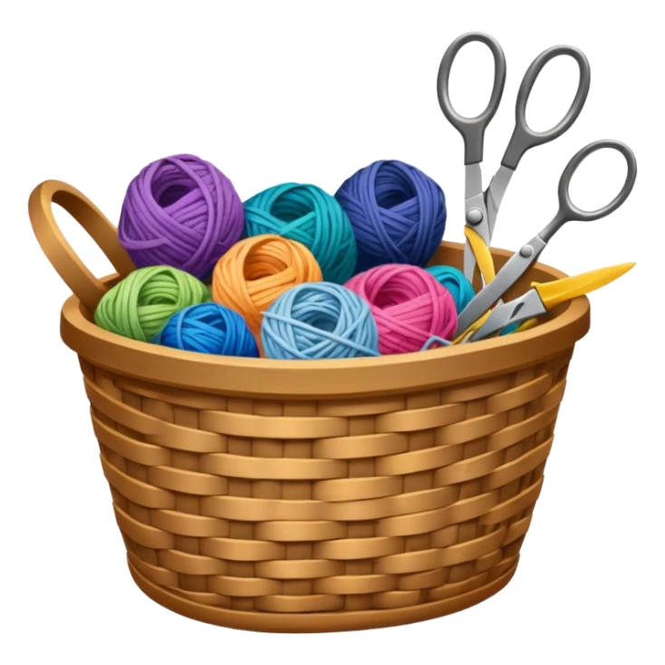 A tidy basket with neatly arranged skeins and scissors. sticker