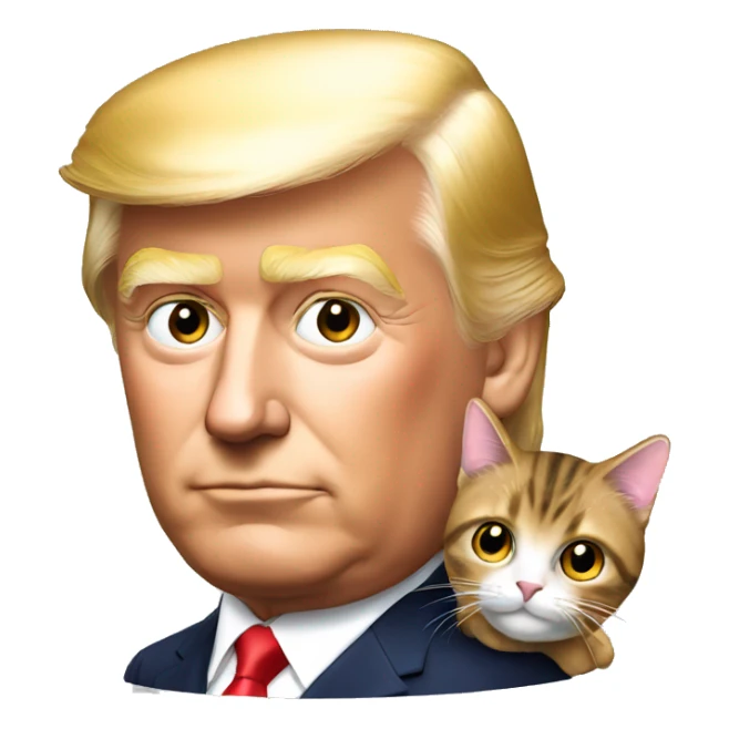 president Trump with a cat on his shoulder sticker