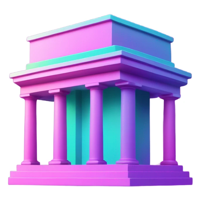 Vaporwave color themed bank emoji sticker